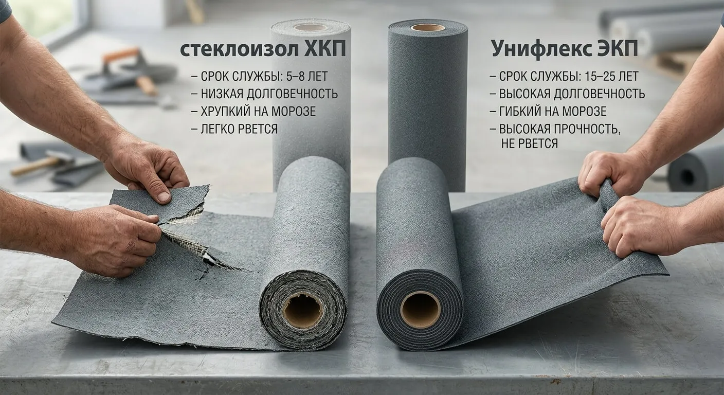 Унифлекс и стеклоизол для мягкой кровли — сравнение рулонных кровельных материалов