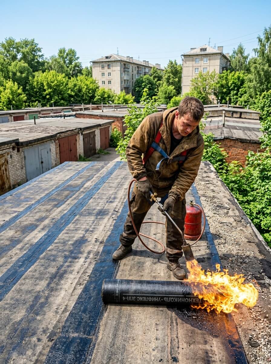 Ремонт наплавляемой кровли в Санкт-Петербурге — устранение протечек, вздутий и трещин на мягкой кровле